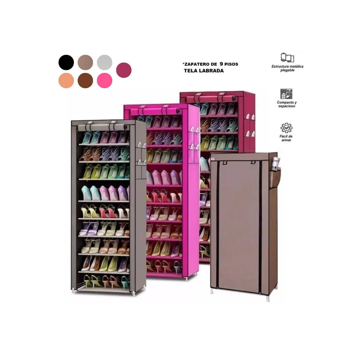 GENERICO - Organizador de Zapatos Armable Zapatera de 9 niveles Con Funda