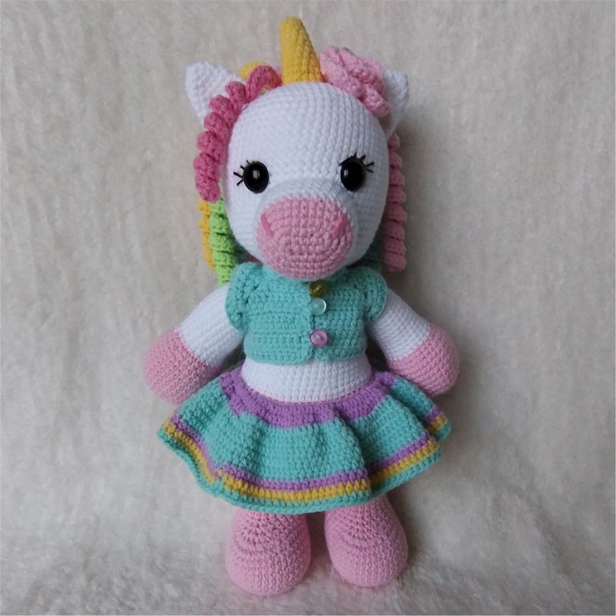 GENERICO - Unicornio amigurumi 31cm - Adorno Peluche