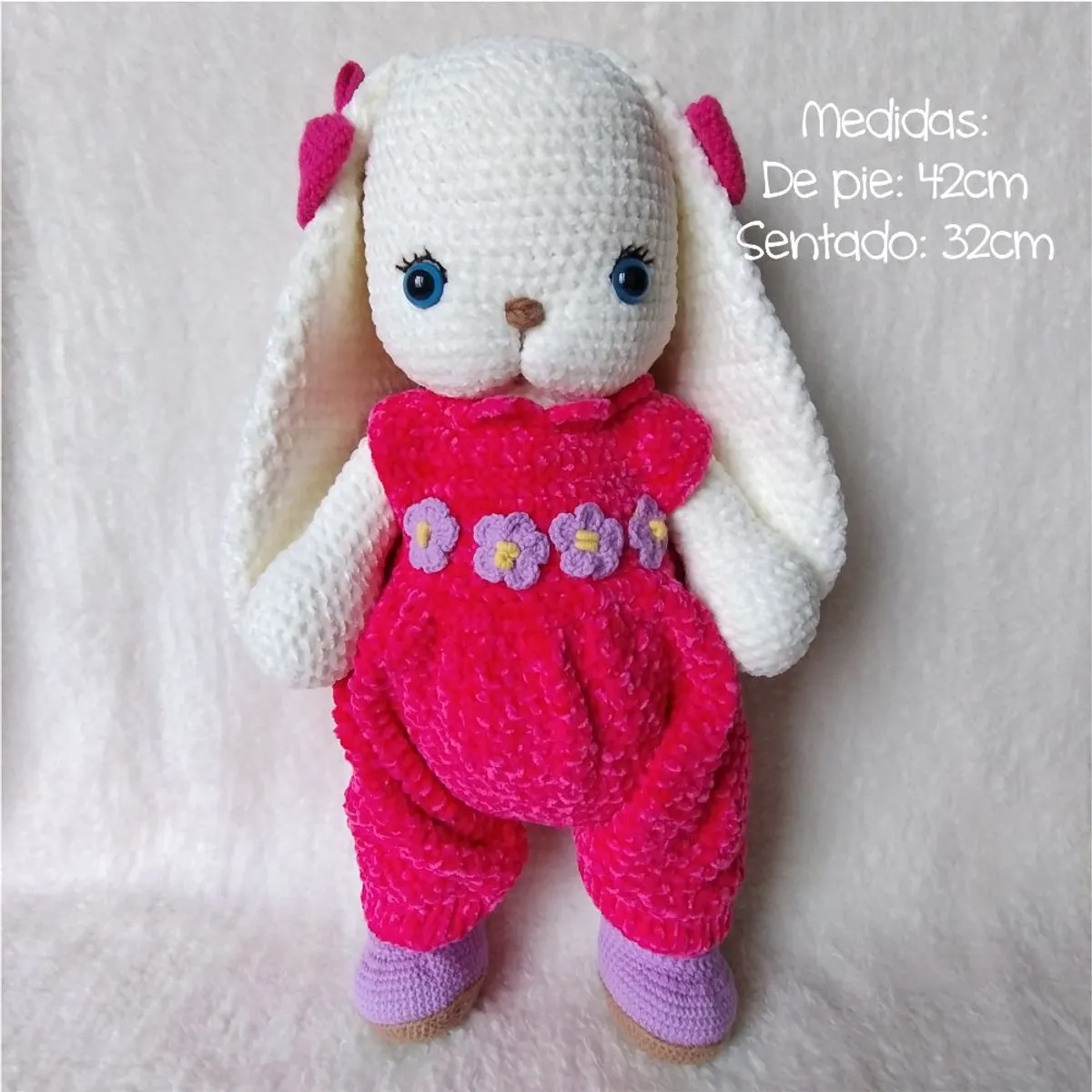 GENERICO - Conejita amigurumi 42cm - tejido peluche adorno conejo