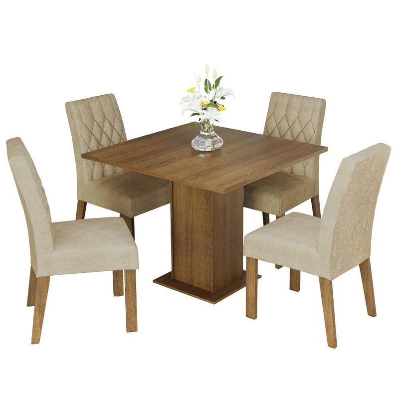 MADESA - Juego de Comedor Lorena con 4 Sillas Marron/Imperial
