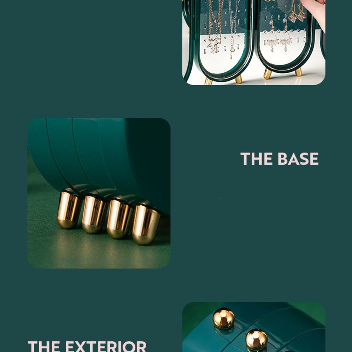 GENERICO - Joyero Organizador Plegable con Espejo 4 Cuerpos