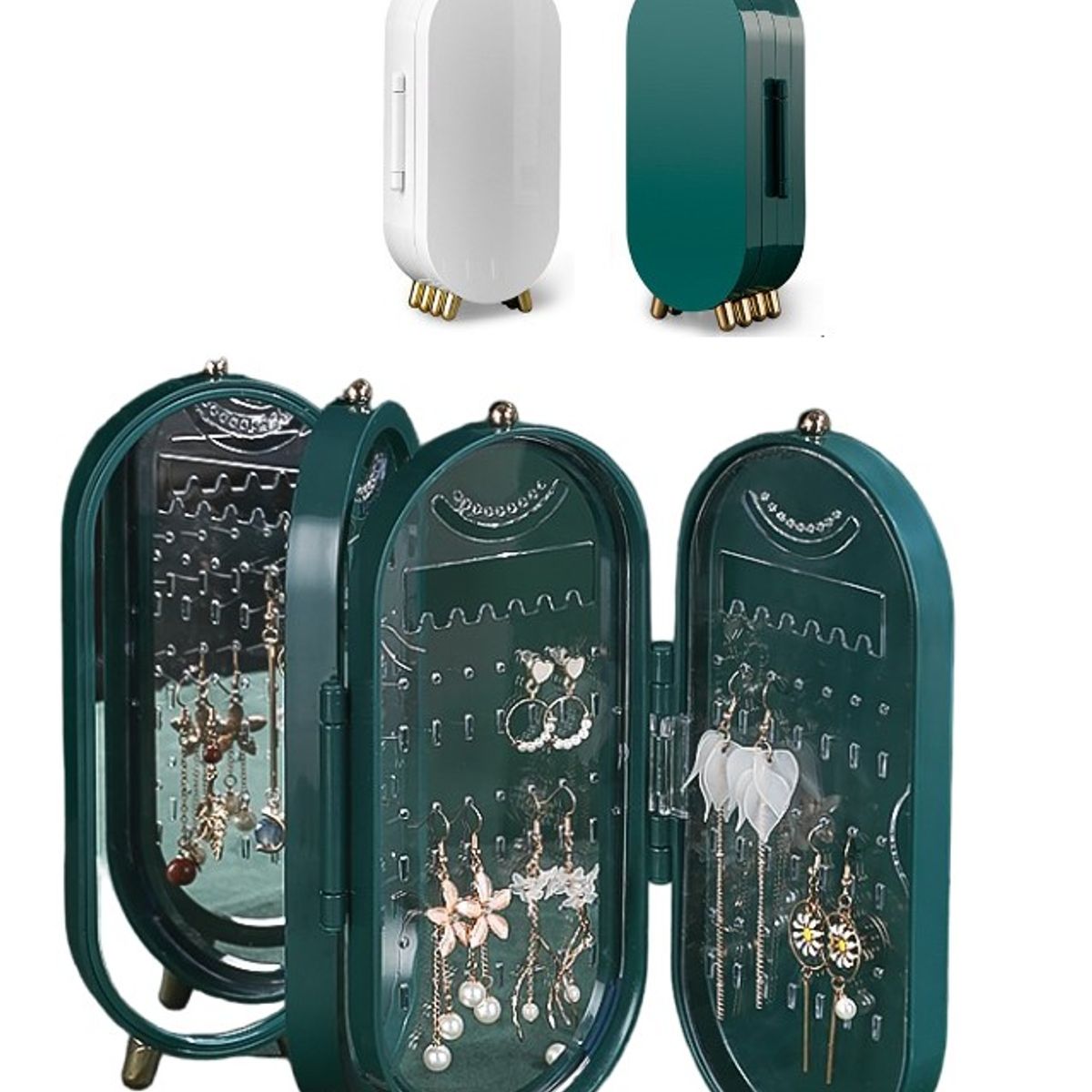 GENERICO - Joyero Organizador Plegable con Espejo 4 Cuerpos