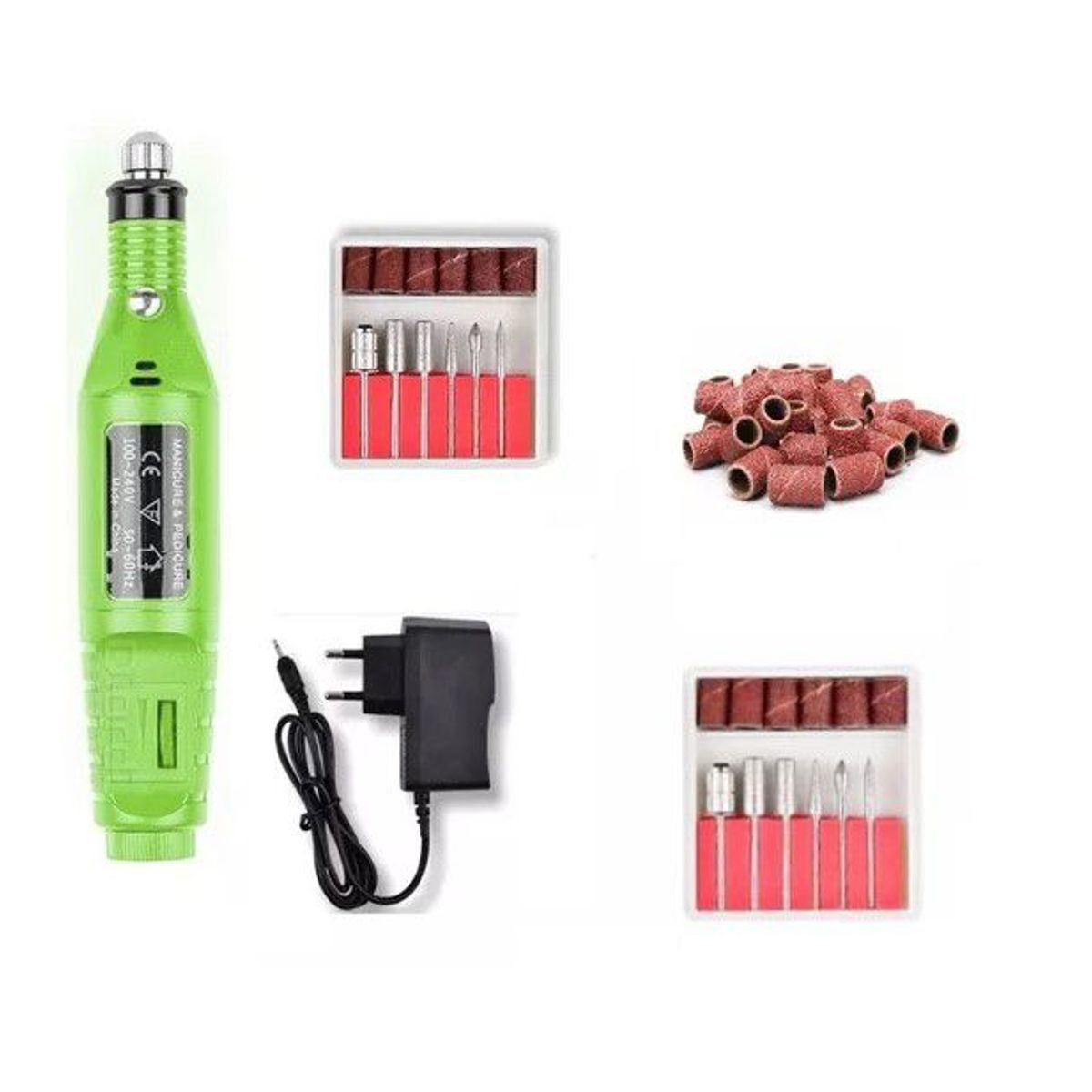 GENERICO - Pulidor de uñas eléctrico + set de brocas + 10 lijas