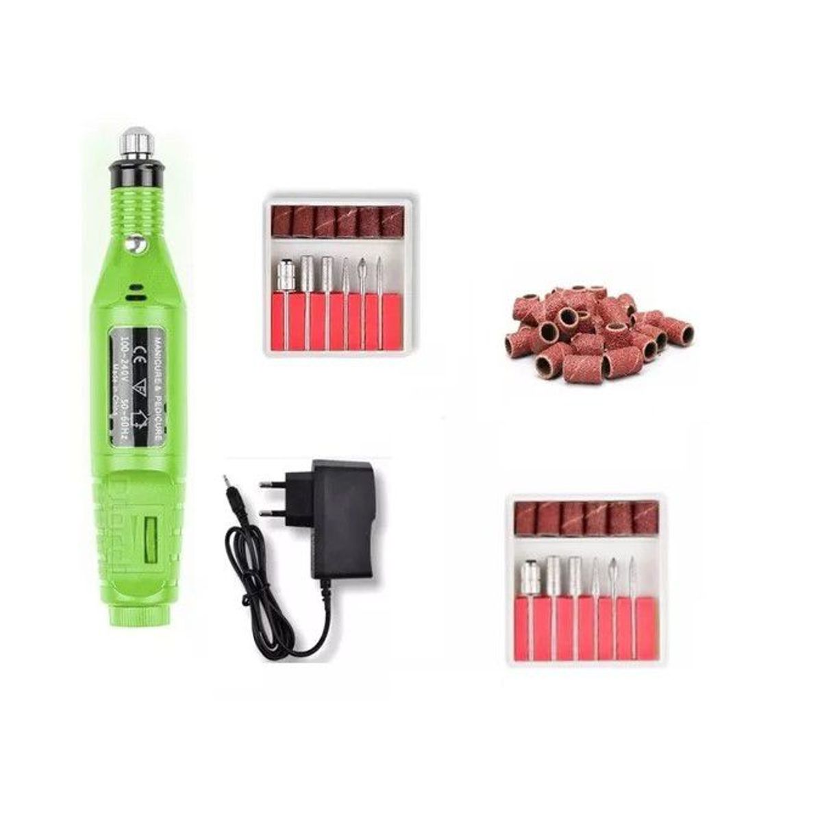 GENERICO - Pulidor de uñas eléctrico + set de brocas + 10 lijas