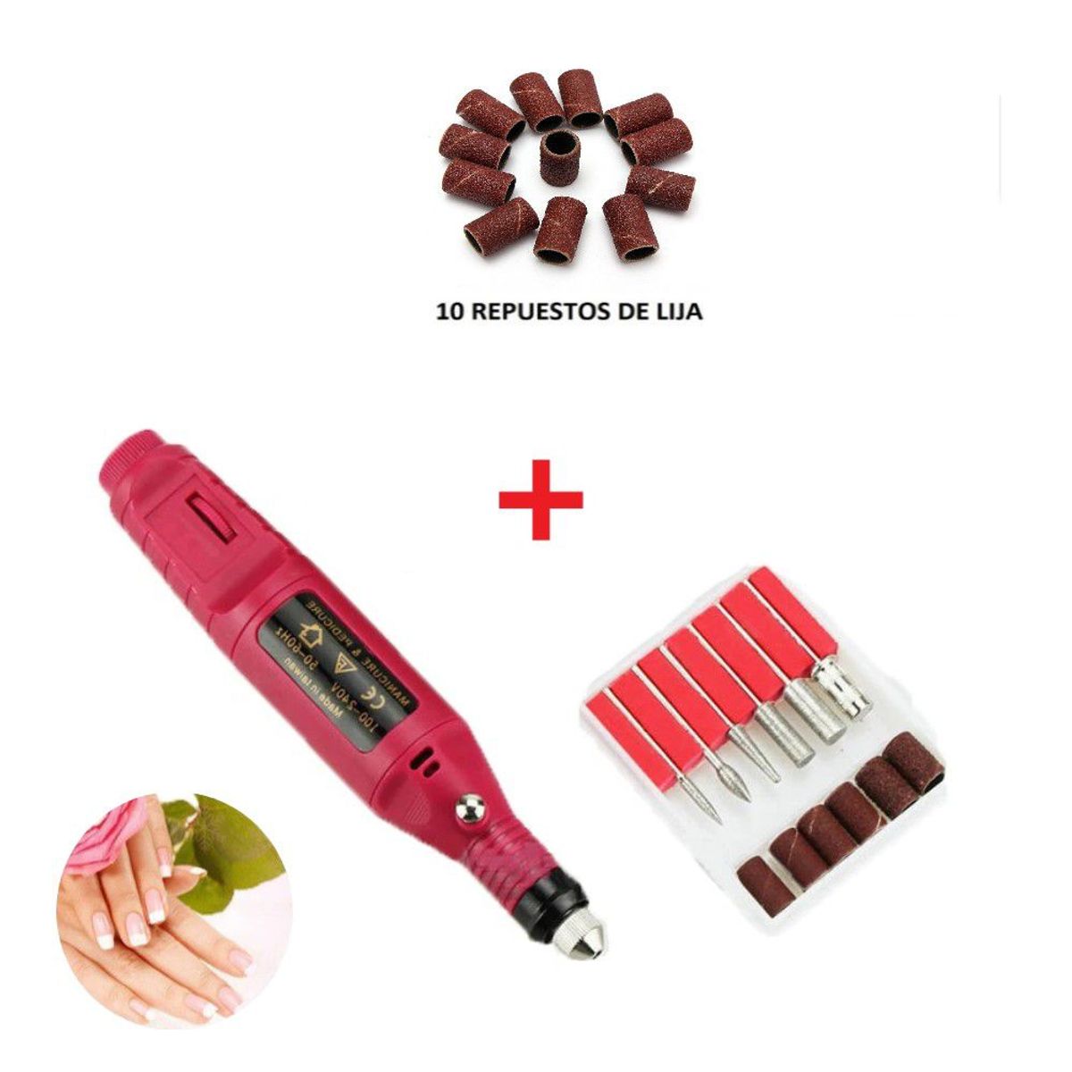 GENERICO - Pulidor de uñas electrico + 10 lijas