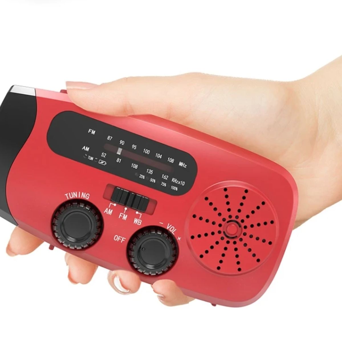 GENERICO - Radio multifuncional con manivela Rojo