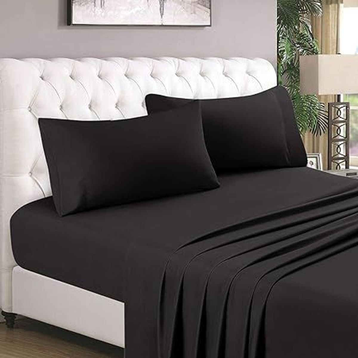GENERICO - Sabanas De Algodón Bramante King Negro