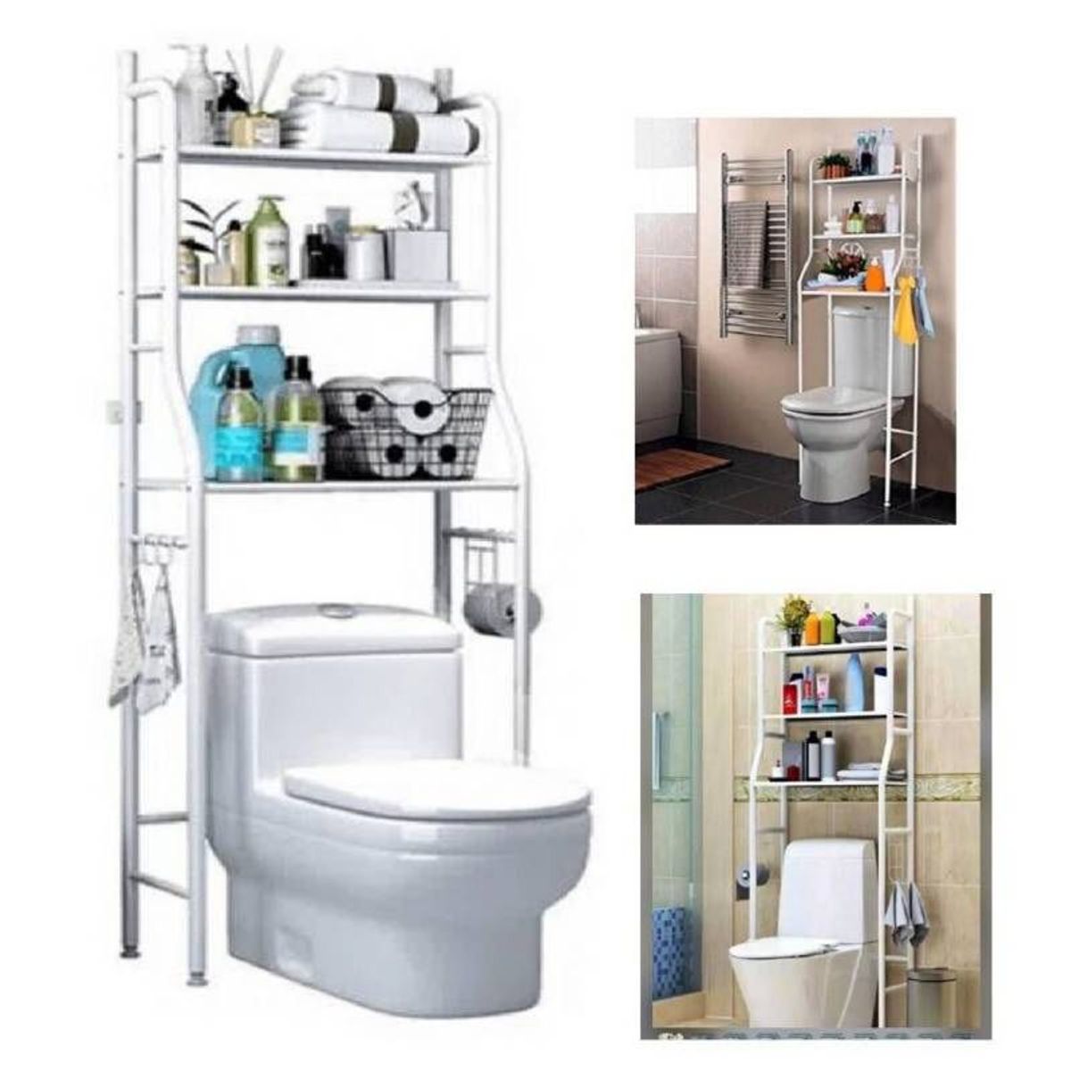 GENERICO - Estante organizador para baño 3 niveles Blanco