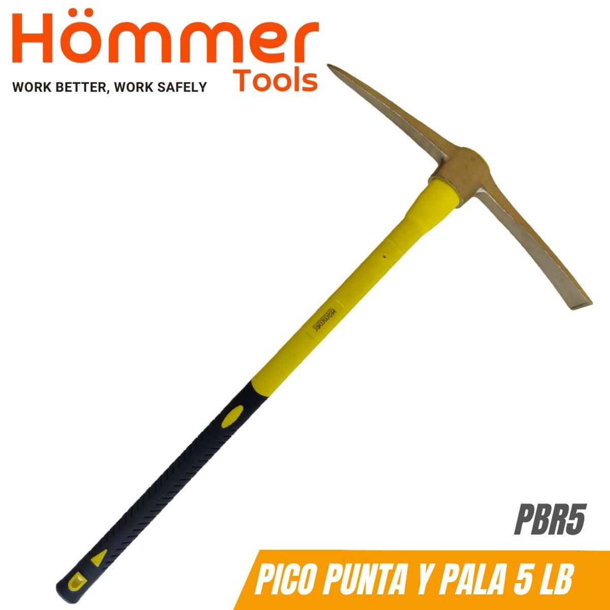 HOMMER - Pico de Bronce Punta y Cincel 5 Lb, c/mango fibra de vidrio