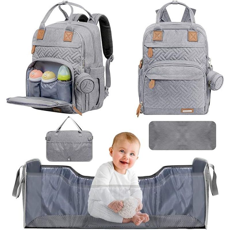 GENERICO - Mochila para bebé Yokakio con cambiador en gris claro