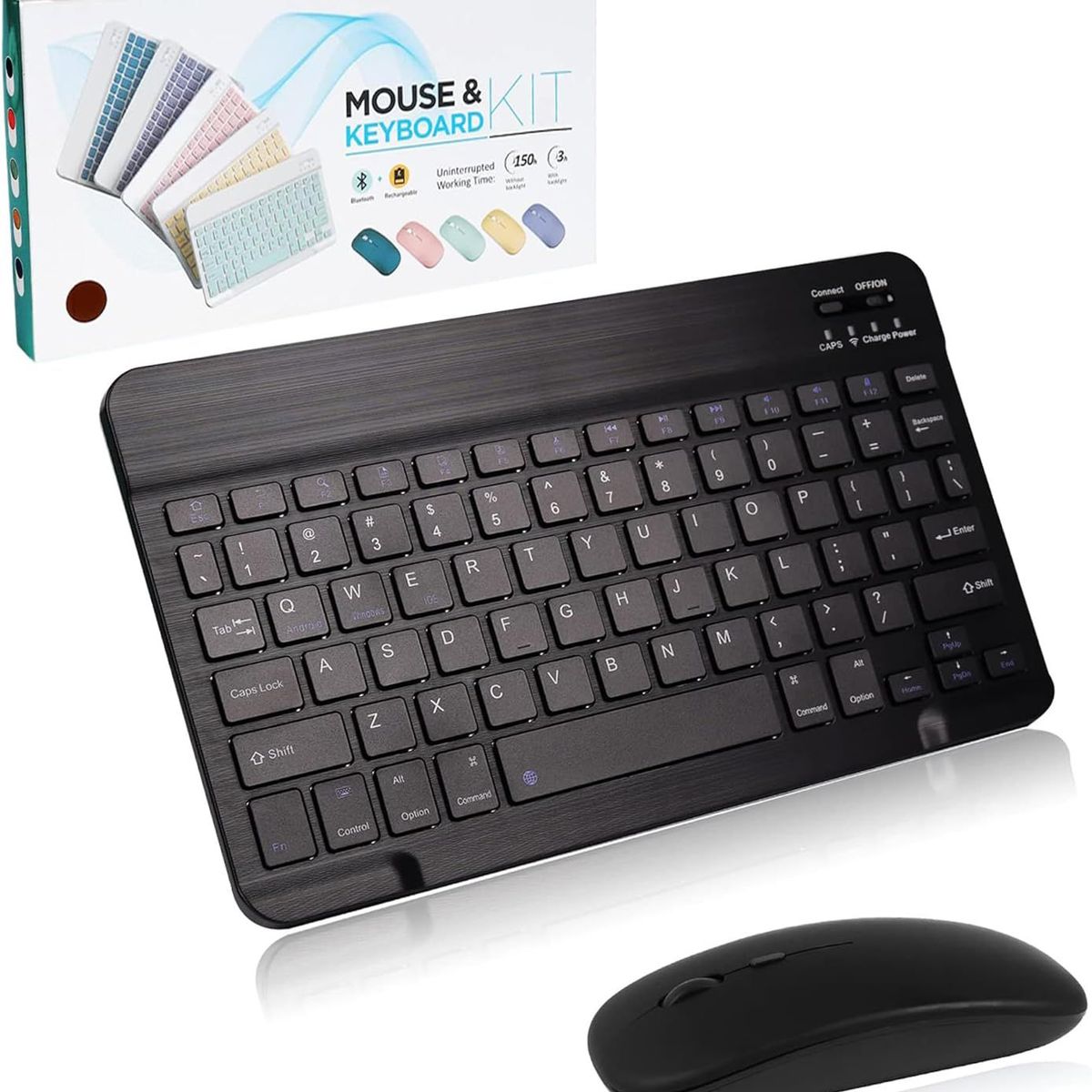 ITELSISTEM - Kit Teclado Recargable bluetooh + Mouse Pilas ultra delgado Negro