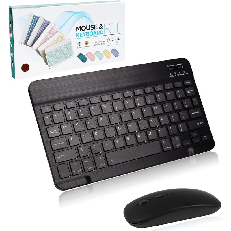 ITELSISTEM - Kit Teclado Recargable bluetooh + Mouse Pilas ultra delgado Negro