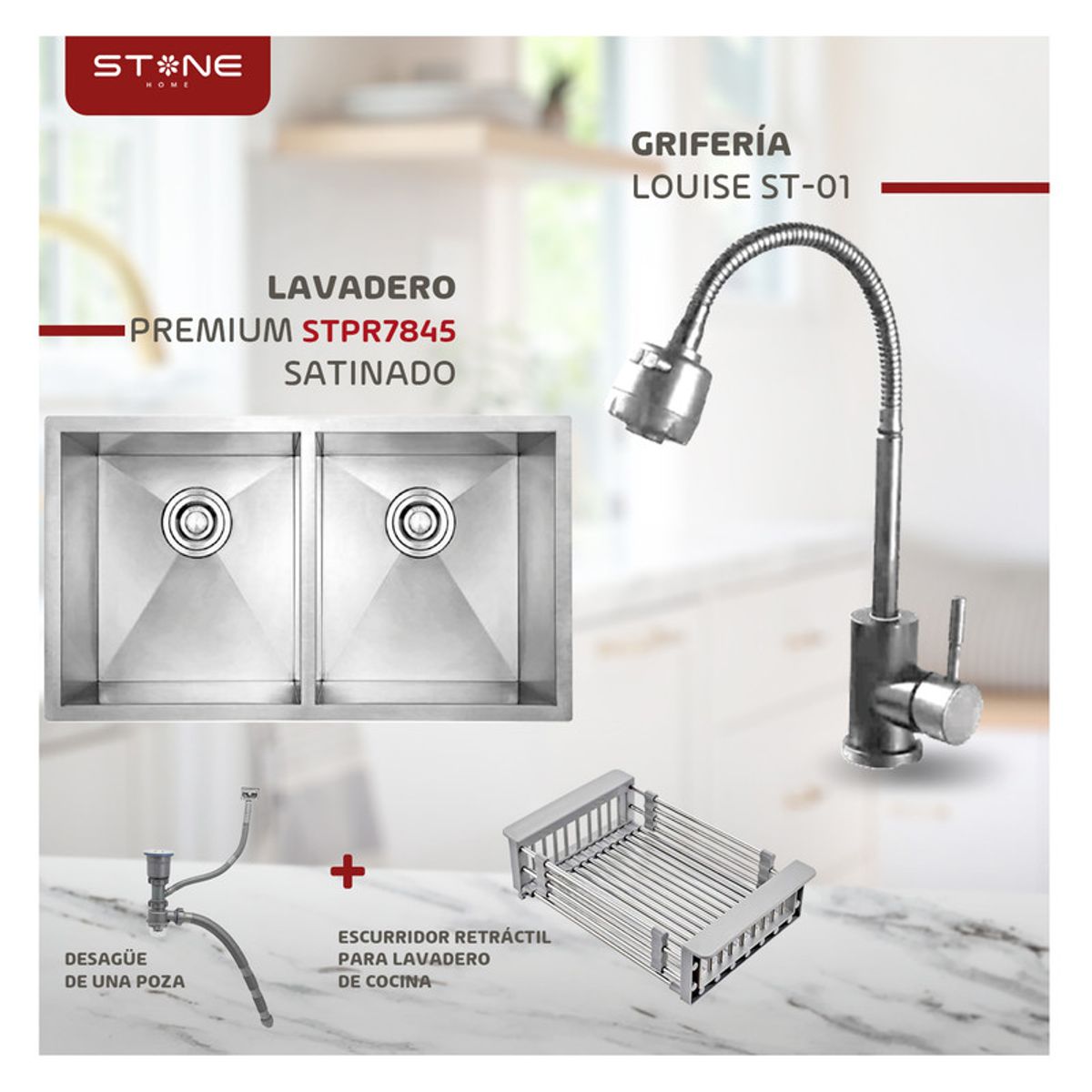 STONE - COMBO LAVADERO PREMIUM STPR7845  LOUISE ST-01 CON ESCURRIDOR