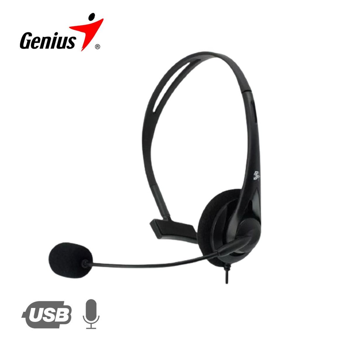 GENIUS - Audifono Genius HS-100U USB SingleEar microAjust y ControlVol-Negro