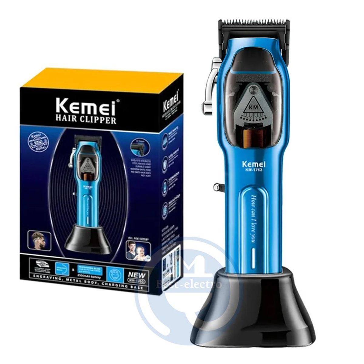 KEMEI - Cortadora Kemei KM-1763 Azul Carga USB