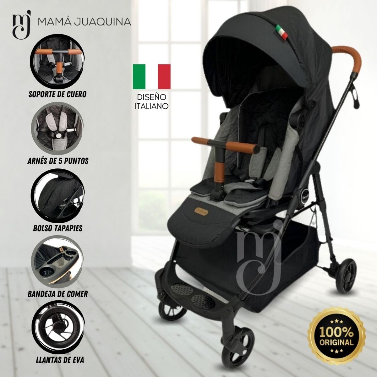 Baby - Coche Cuna de Lujo «FELICI AMORE» Black