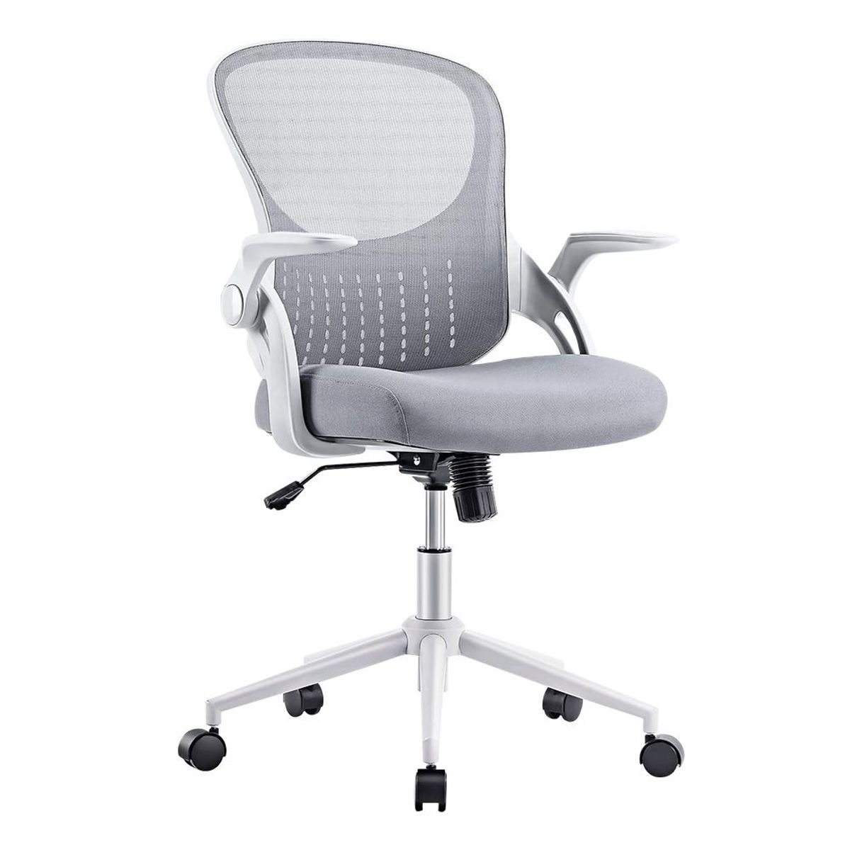 GENERICO - Silla de oficina ergonómica gris con soporte lumbar y reposabrazos