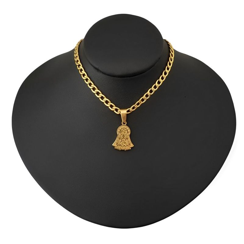 GENERICO - Collar Medalla Virgen de Guadalupe Animado Joya Acero