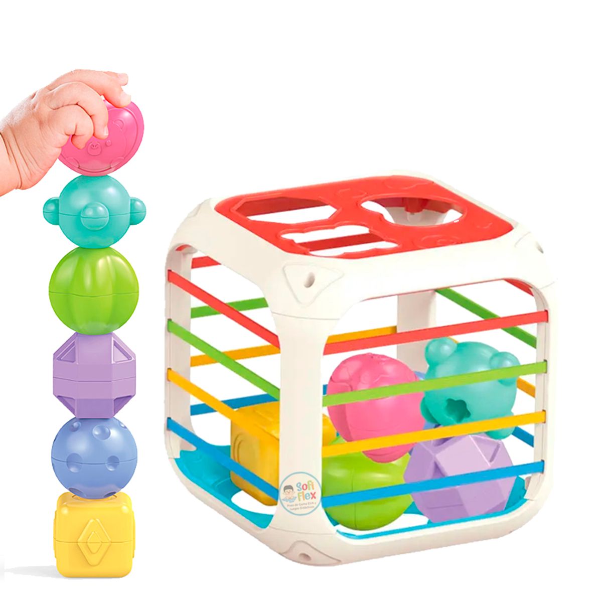 GENERICO - Cubo de Obstaculos con Ligas para Estimulacion Temprana