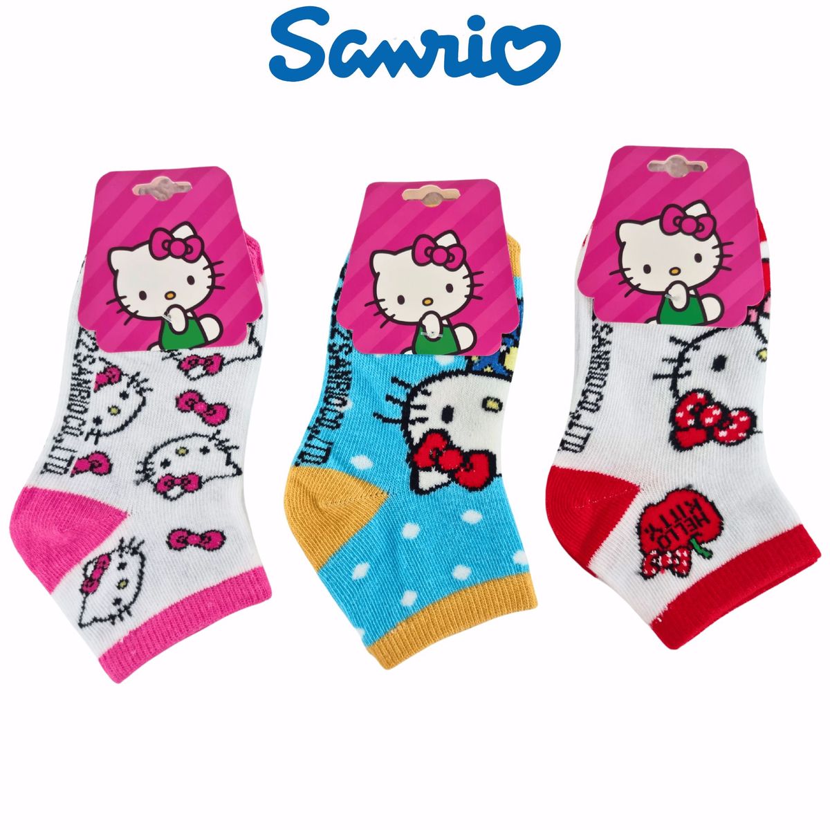 SANRIO - Pack 3 Medias Sanrio Talla 24 a 28 - HELLO KITTY