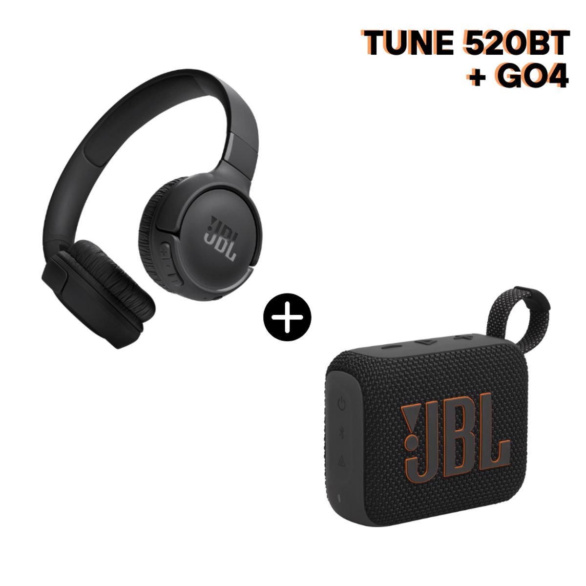JBL - Super Pack de Audio Jbl Tune 520bt hasta 57 hras + Jbl Go4 IP67 – Negro