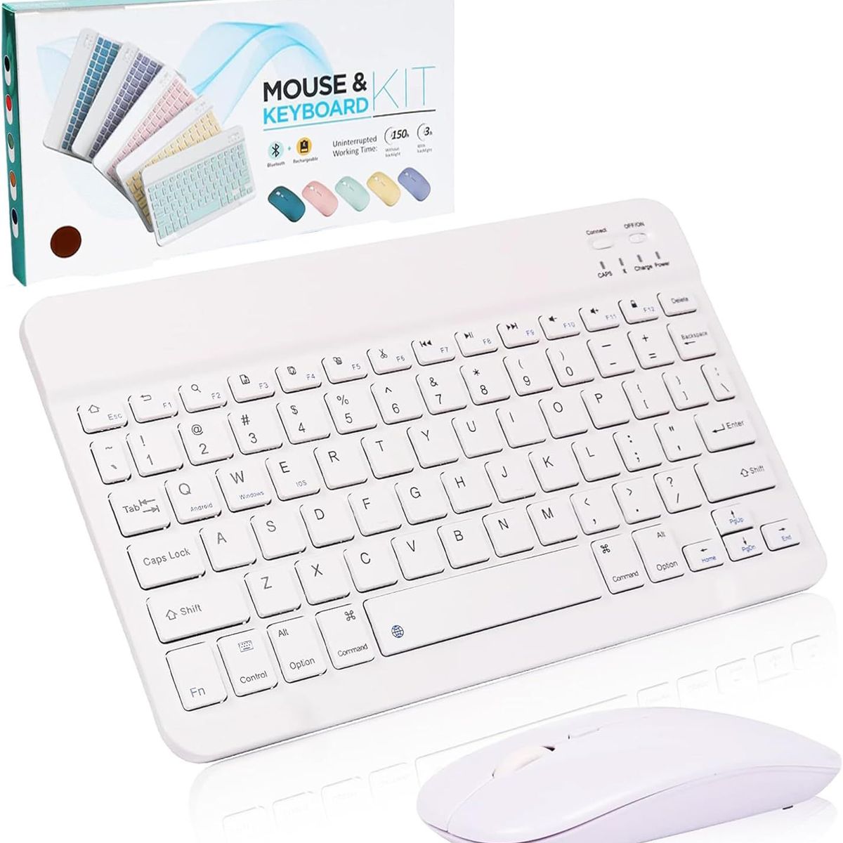 ITELSISTEM - Kit Teclado Recargable bluetooh + Mouse Pilas ultra delgado Blanco