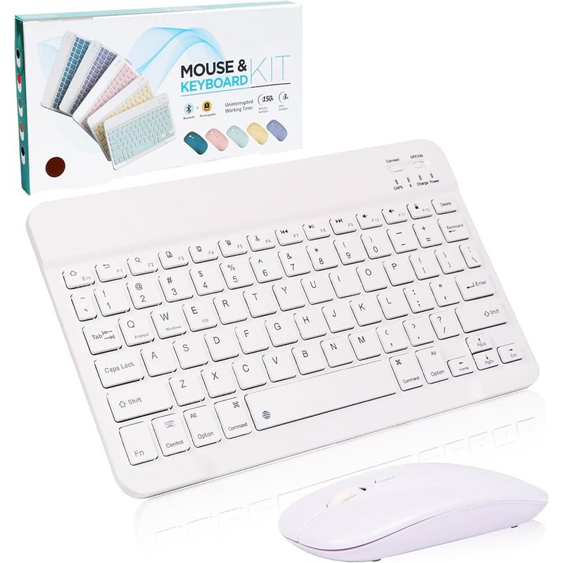ITELSISTEM - Kit Teclado Recargable bluetooh + Mouse Pilas ultra delgado Blanco
