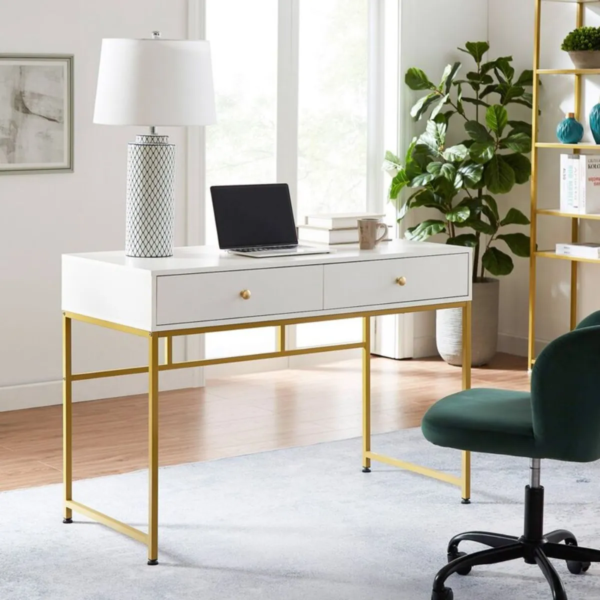 VENTITAS HOME - Escritorio Contempoáneo Golden Tannia Color Blanco