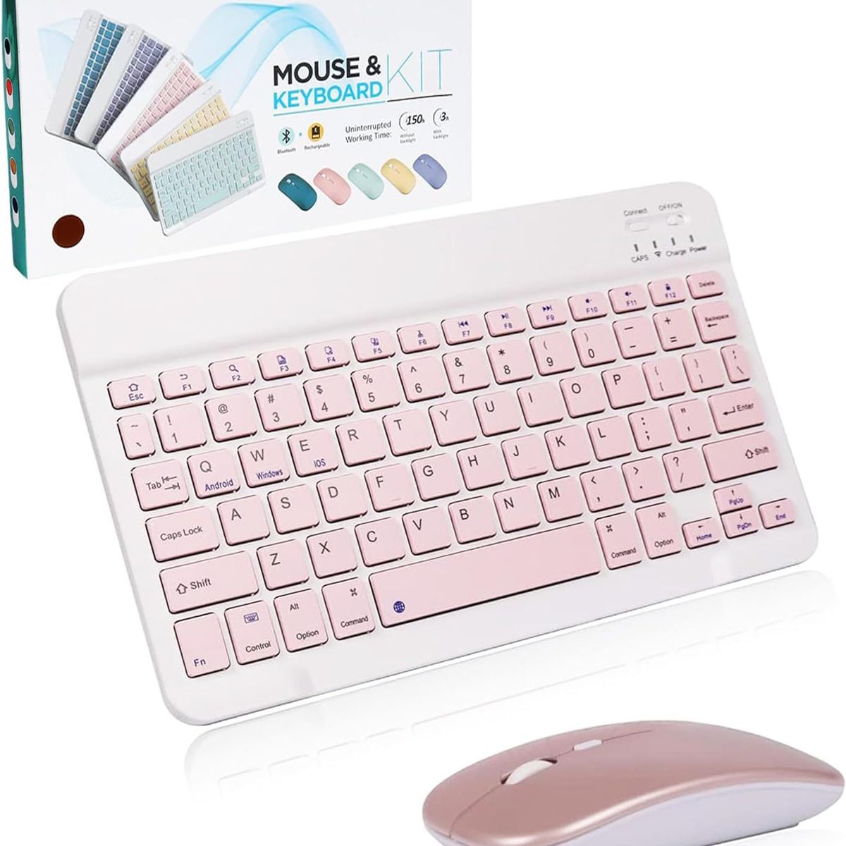 ITELSISTEM - Kit Teclado Recargable bluetooh + Mouse Pilas ultra delgado Pink