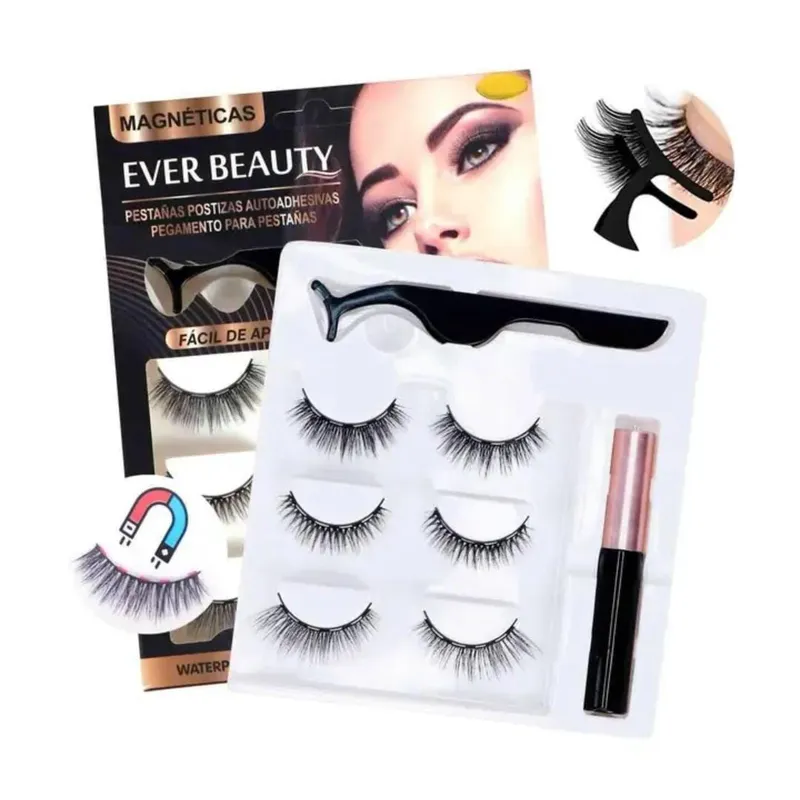 GENERICO - Pestañas Magnéticas Imantadas Postizas EVER BEAUTY 6D