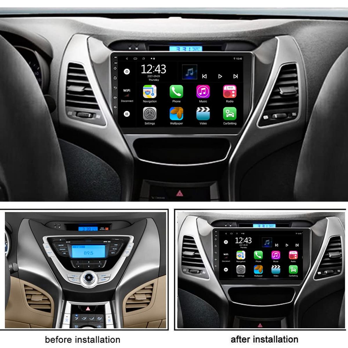 GENERICO - Autoradio Hyundai Elantra 2011 – 2013 +Cámara Full HD