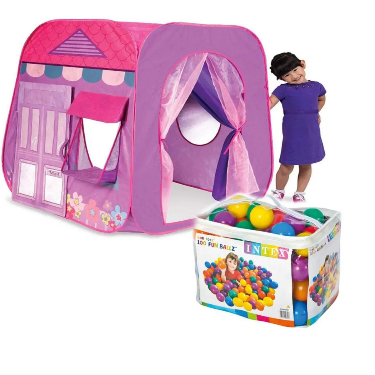 GENERICO - Carpa Casa Boutique princesa para niña - Lila + 100 PELOTAS