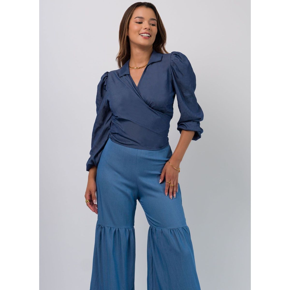 DOLCATTA - Blusa Mary  Blue Denim - Dolcatta