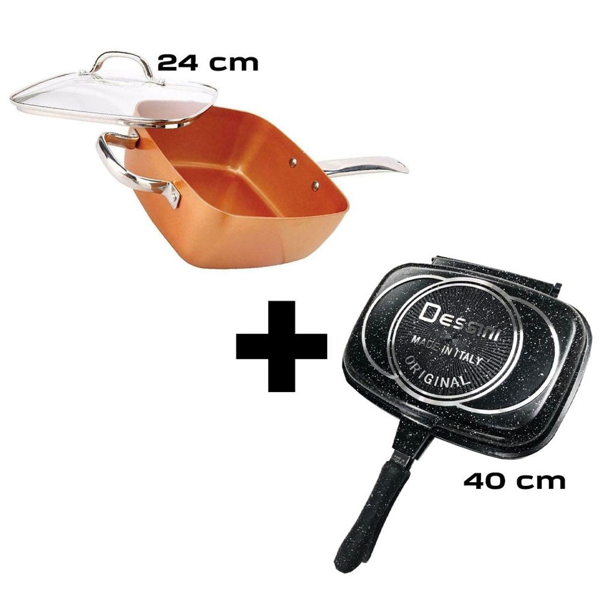 47 - Pack de Sartenes 1 sartén Grill Dual  40 cm + 1 Sartén Cuadrada 24 cm