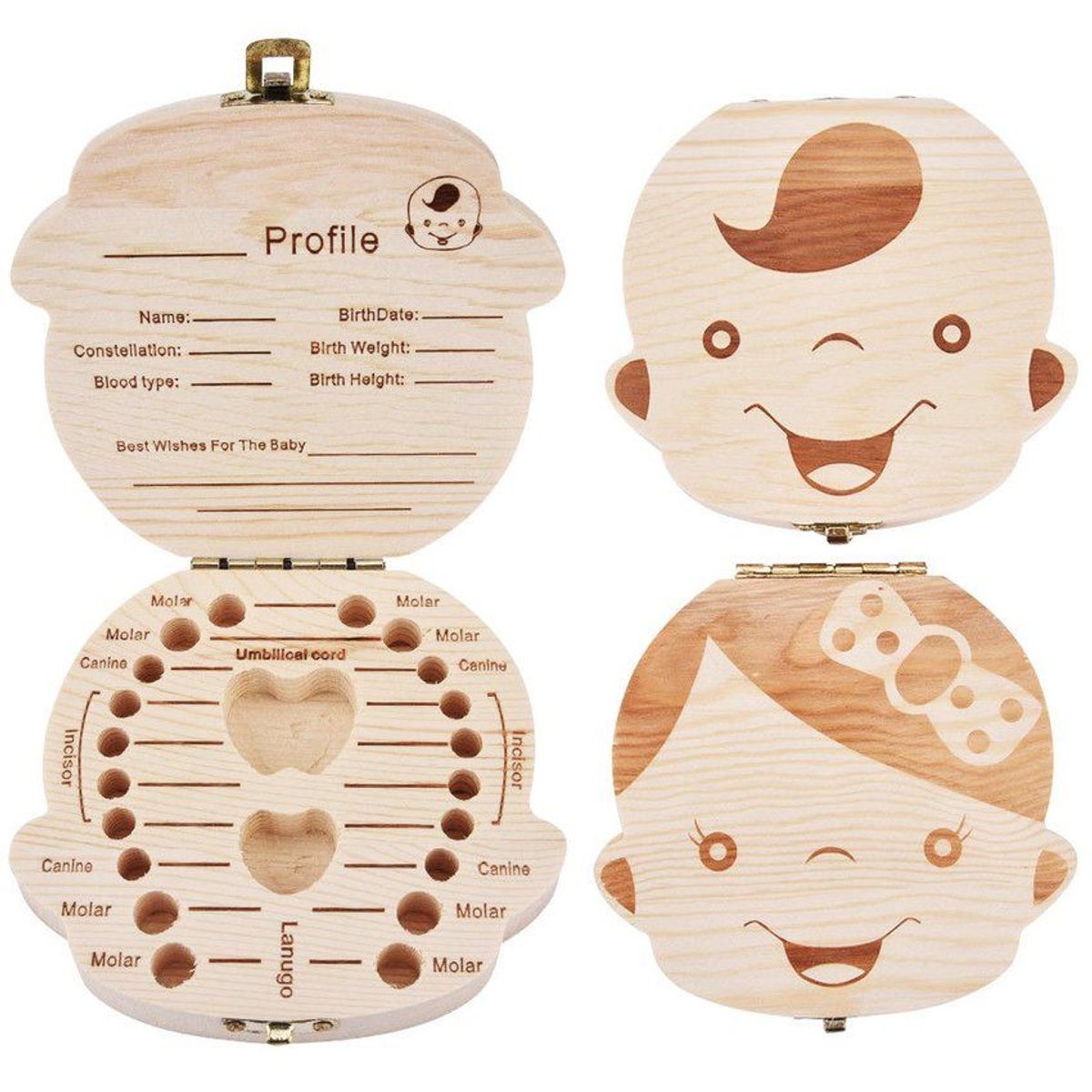 GENERICO - CAJA DE DIENTES DE LECHE PARA BEBÉ DE MADERA MACIZA - NIÑO