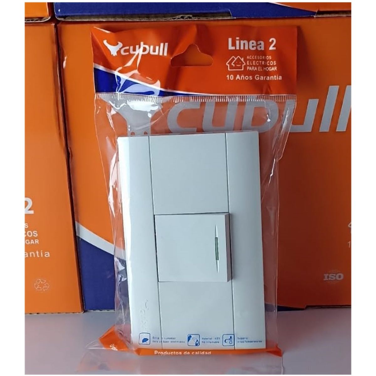CUBULL - PACK X 10 UND : INTERRUPTOR SIMPLE COLOR BLANCO MARCA CUBULL A3-005