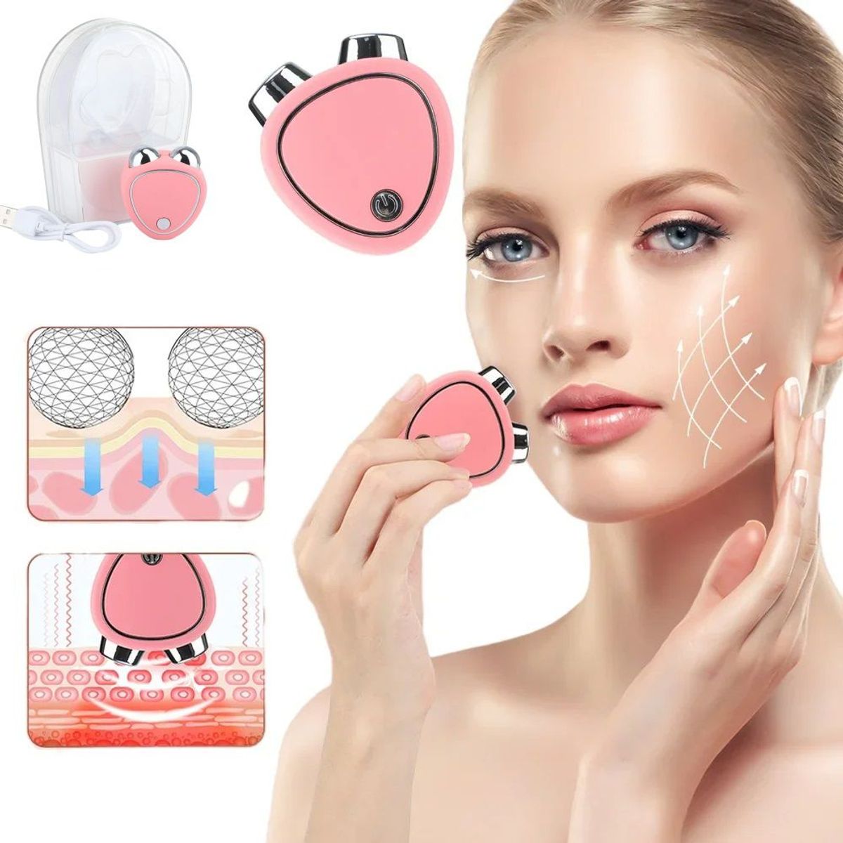 GENERICO - Masajeador Gua Sha Facial Anti Arrugas Tonificador Rostro Genieka