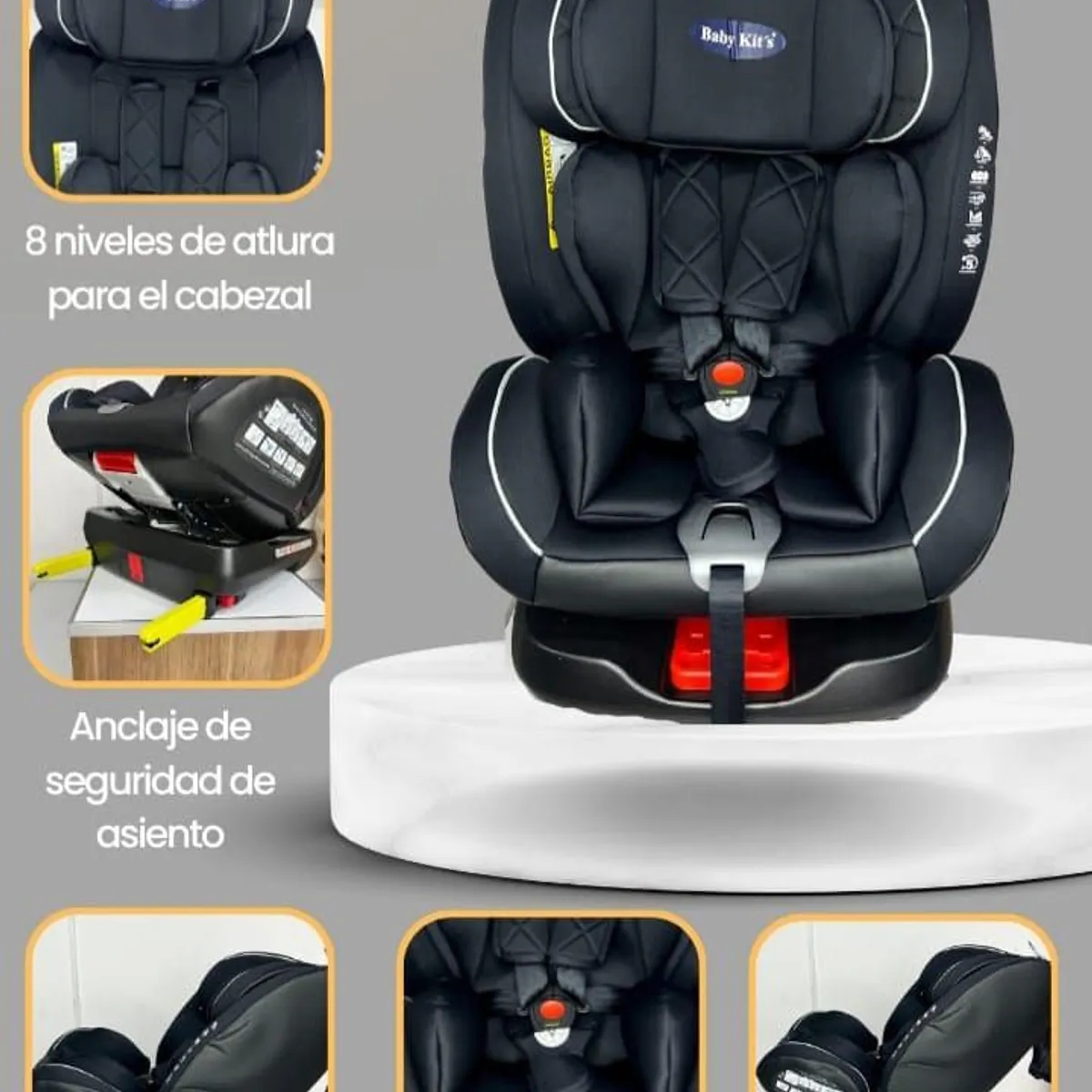 BABY KITS - Silla de Auto Carro Para Bebes Con Asiento Giratorio Reclinable Isofix