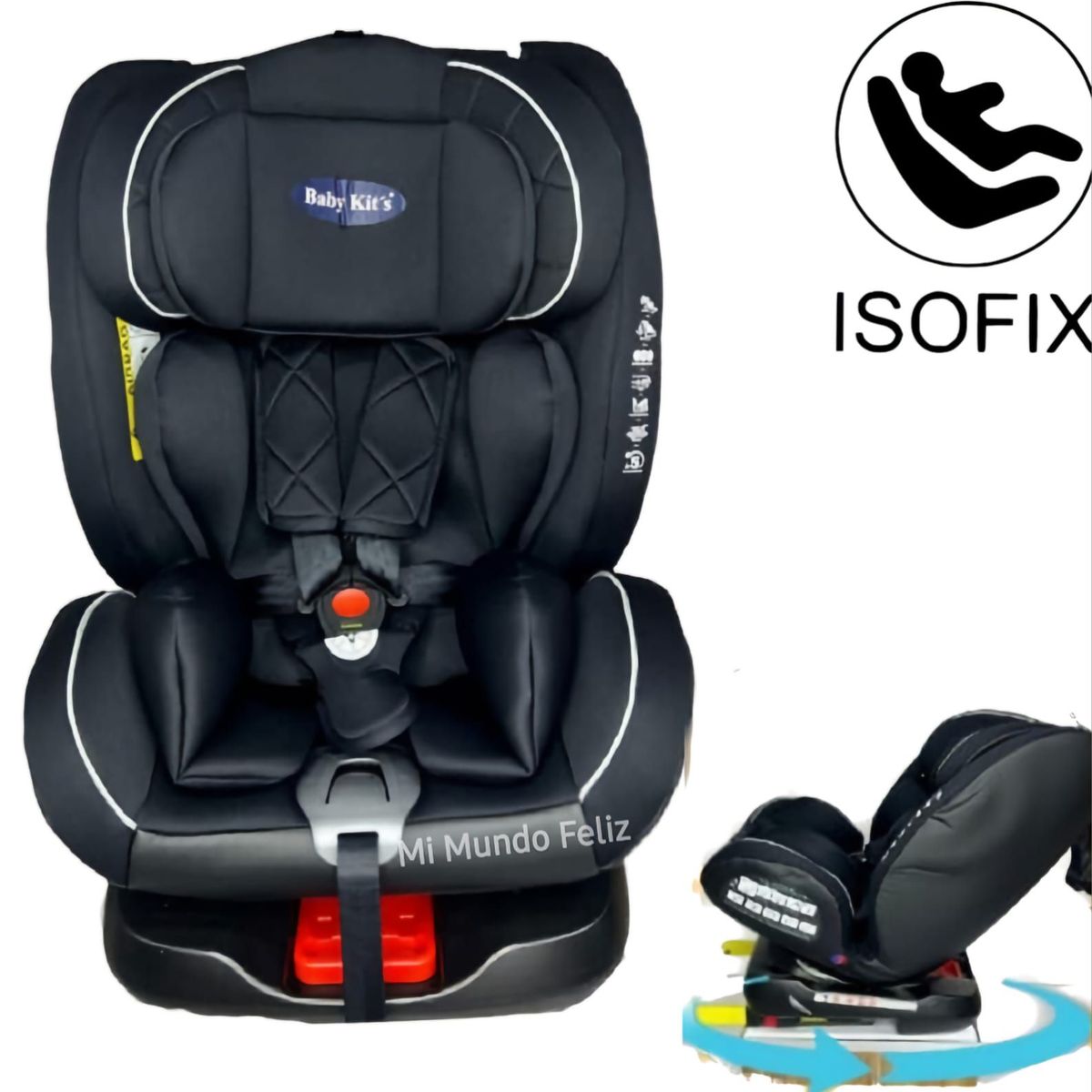 BABY KITS - Silla de Auto Carro Para Bebes Con Asiento Giratorio Reclina Isofix