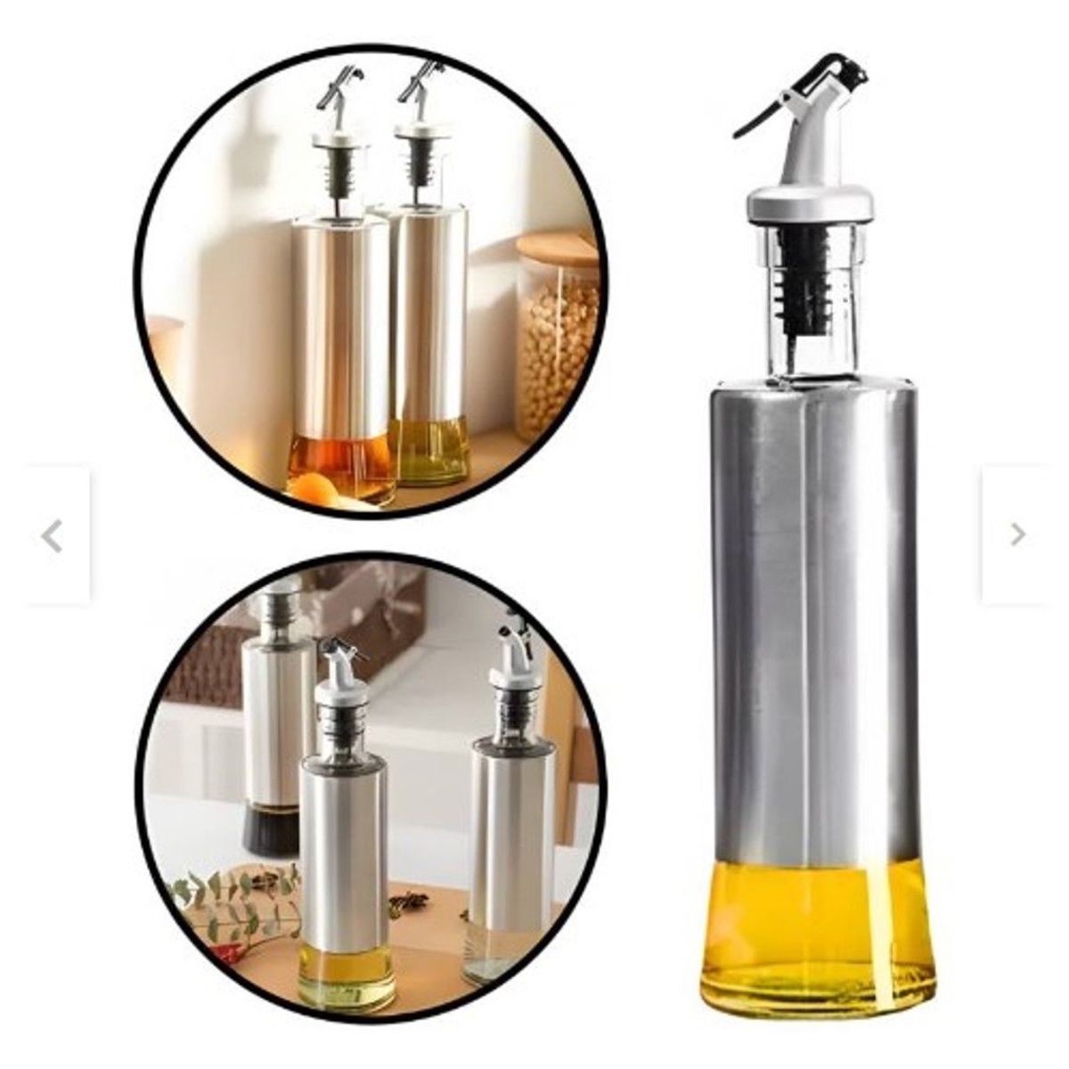 GENERICO - Aceitero De Vidrio Con Acero Inoxidable De 500ml