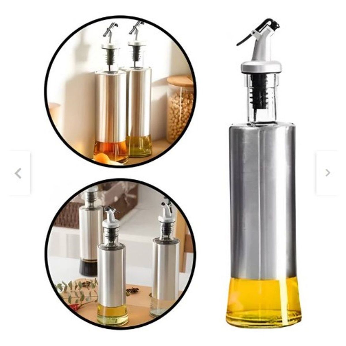 GENERICO - Aceitero De Vidrio Con Acero Inoxidable De 500ml