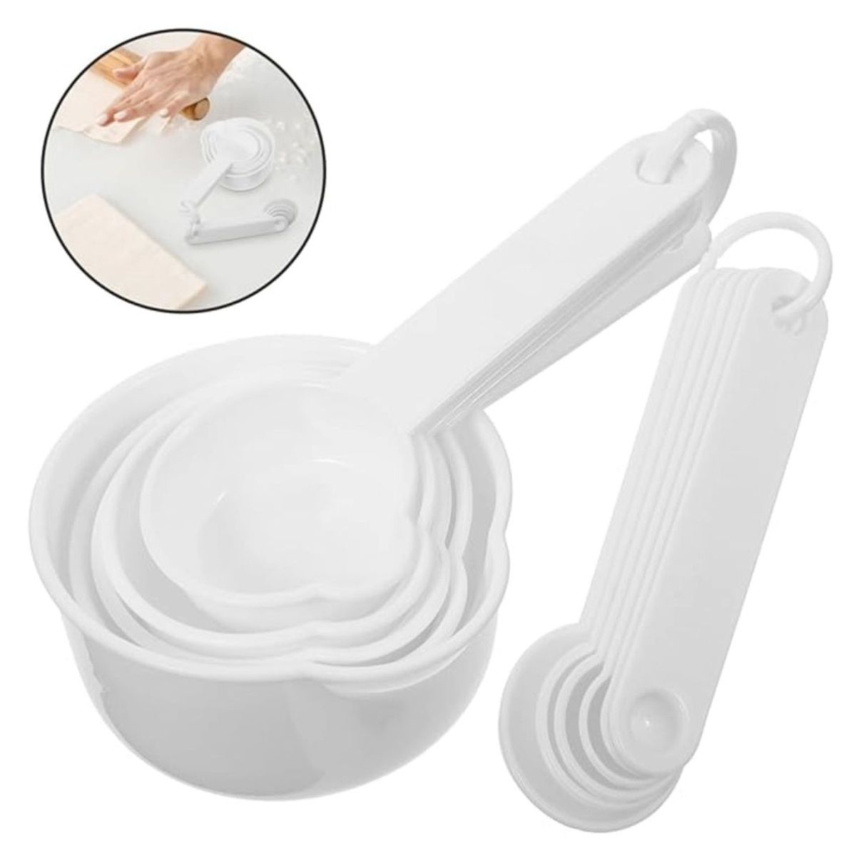 GENERICO - Set de Tazas y Cucharas Medidoras Color Blanco