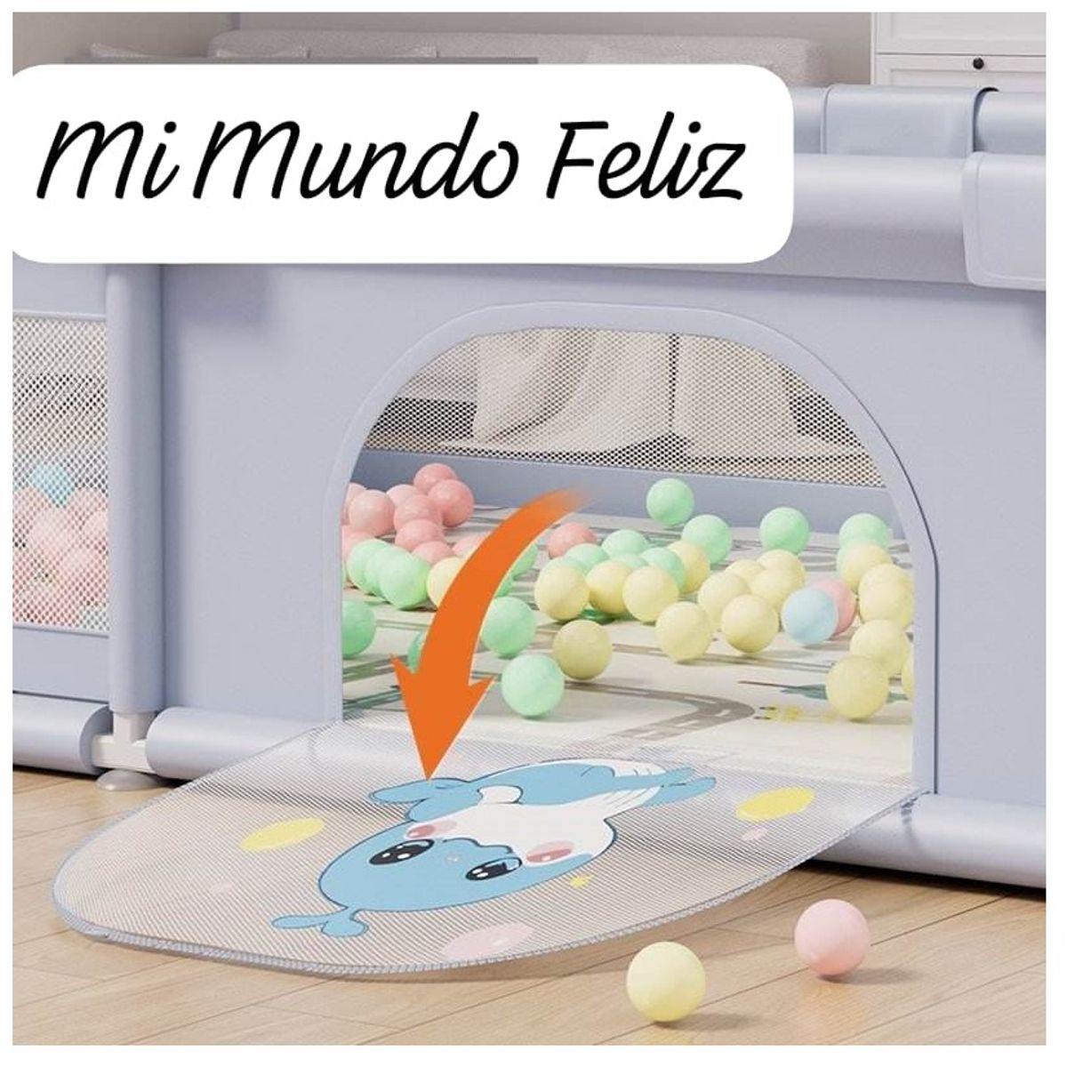 BABY - Corral para Bebe Niños Portatil  Entrada  Pelotitas Gray