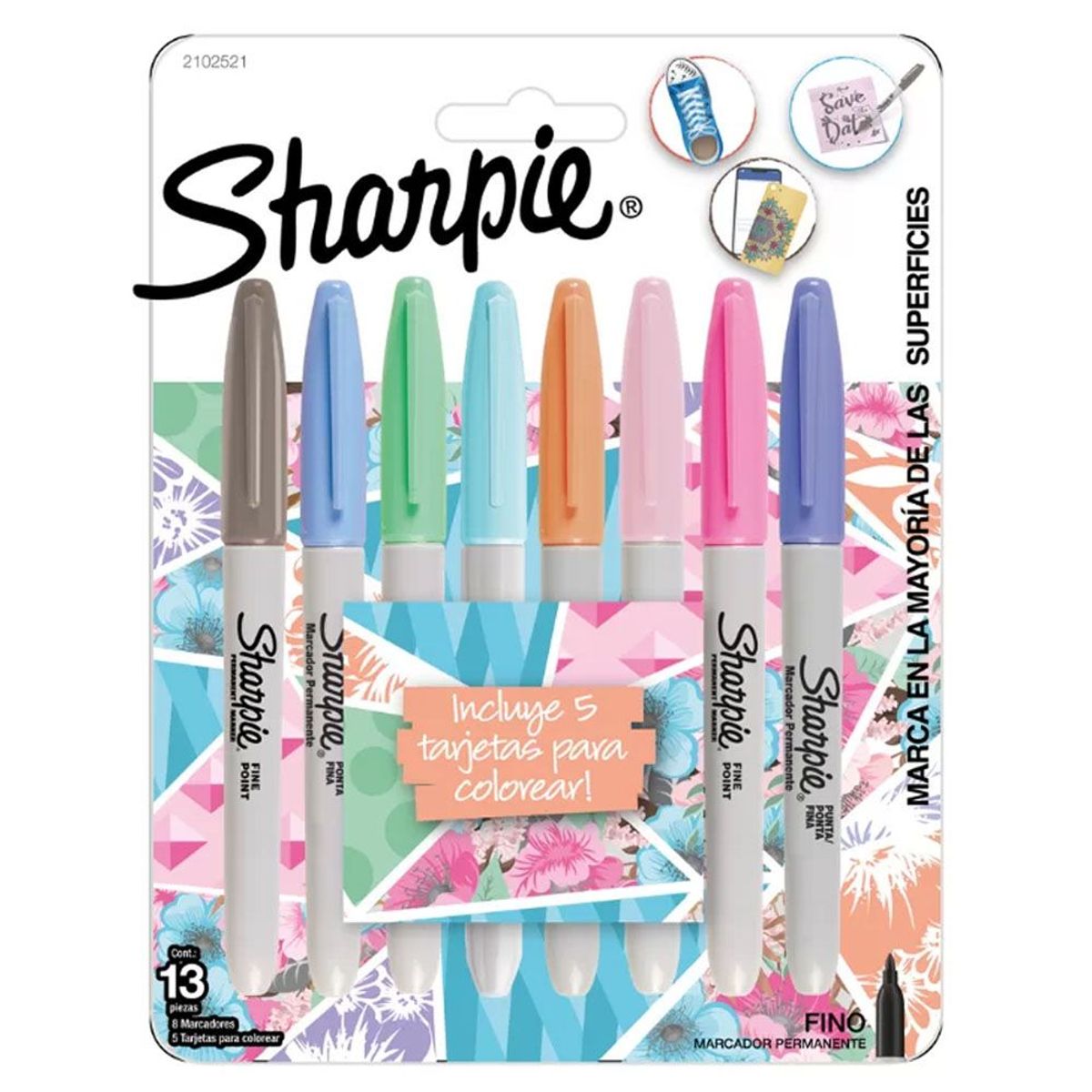 SHARPIE - Marcador Sharpie Punta Fina Pastel 8 und  2102521