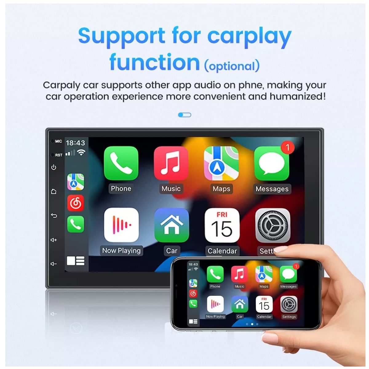 GENERICO - Autoradio Carplay 7 Pulgadas Android 2+64GB Gps Wifi