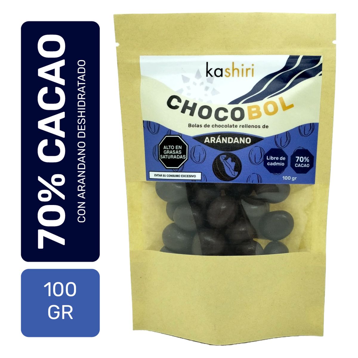 KASHIRI - Arandanos cubierto de Cacao 70% 100gr - Chocobol