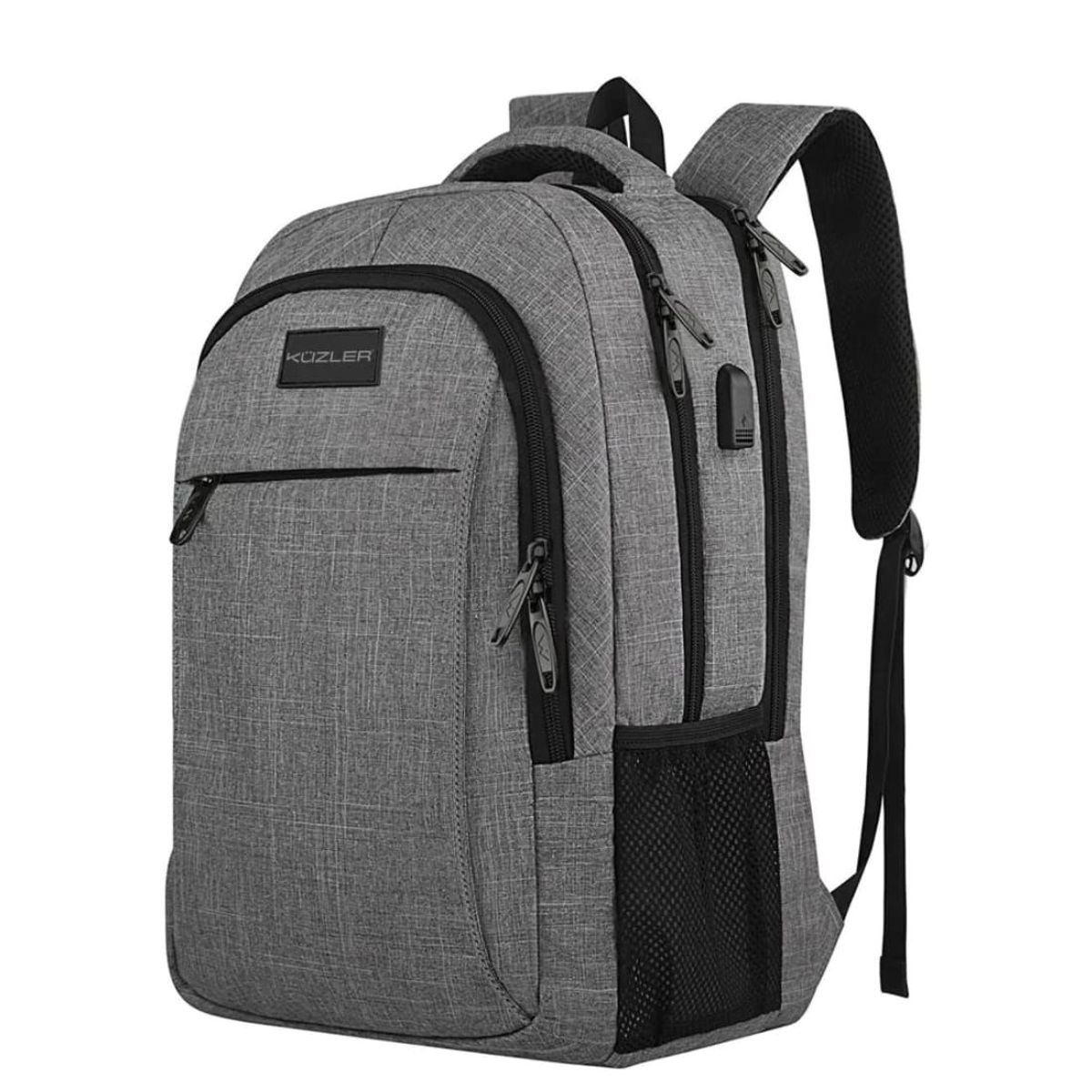 KUZLER - Mochila laptop 15.6 con cargador y bolsillo antirrobo