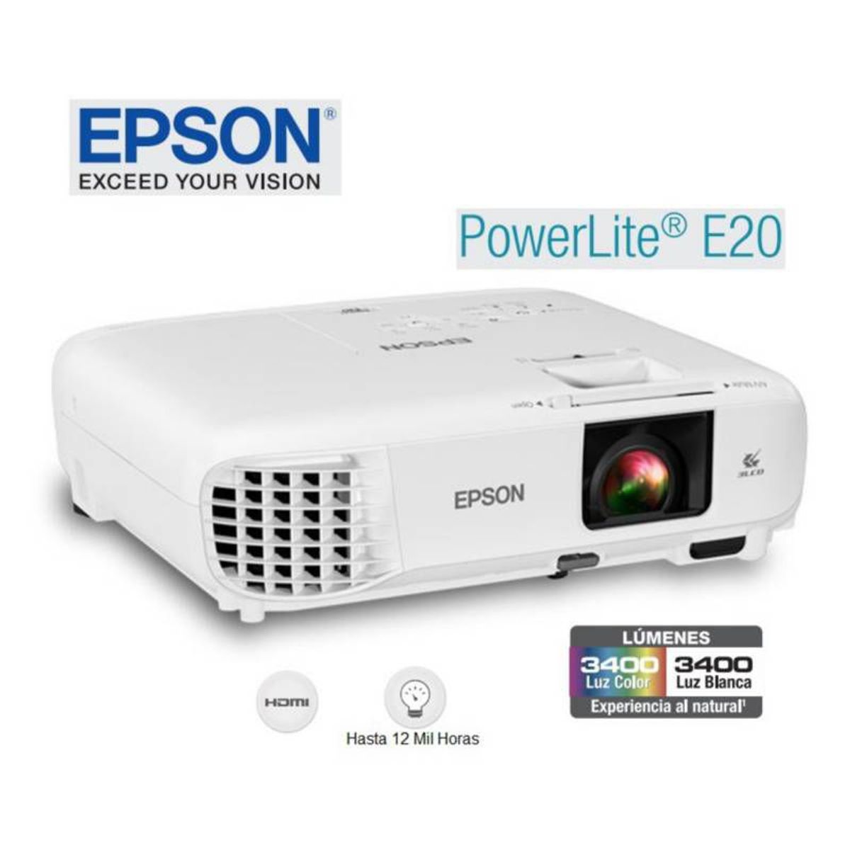 GENERICO - PROYECTOR EPSON POWERLITE E20 ( H981A ) 3400 LÚMENES - 1024X768