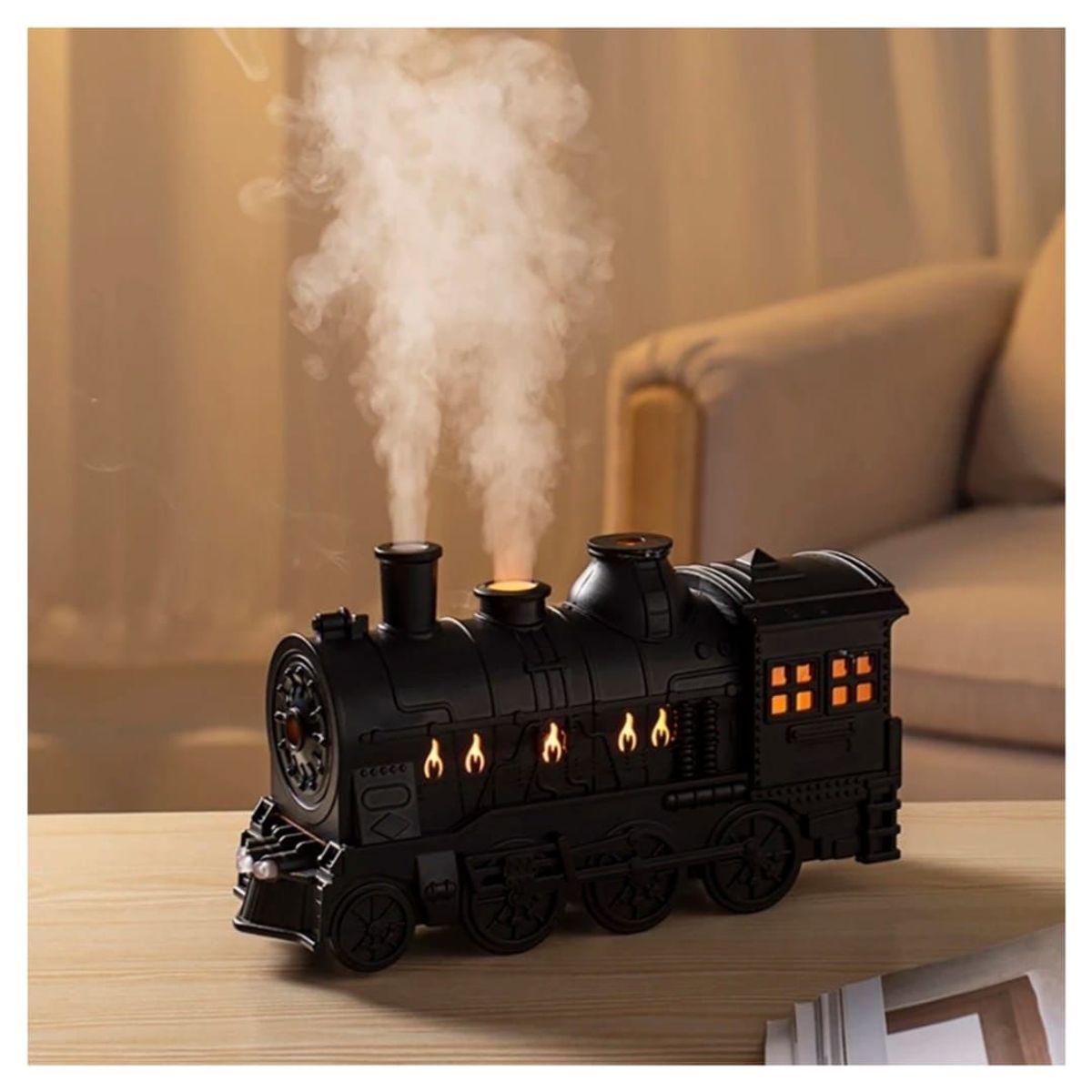 GENERICO - Difusor ultrasónico de aromaterapia en forma de tren con lámpara LED