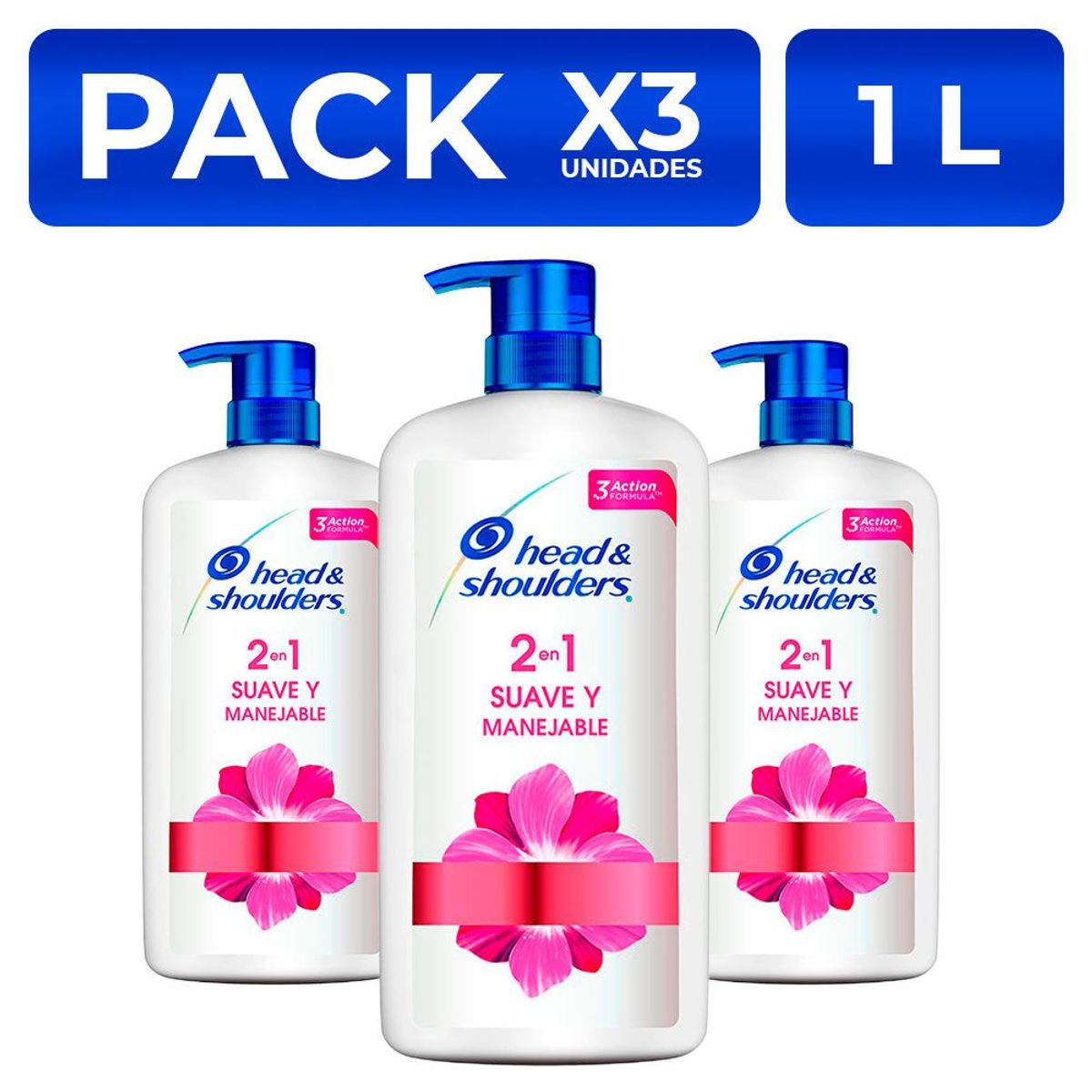 HEAD AND SHOULDERS - PackX3 Shampoo Head&Shoulders Suave y Manejable 2en1 1L
